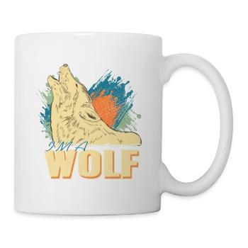 WOLF Retro Vintage I'm A Wolf T-Shirt Present Gift - Tasse - Weiß - Rechts