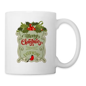 Merry Christmas everyone, Frohe Weihnachten Spruch - Tasse - Weiß - Rechts