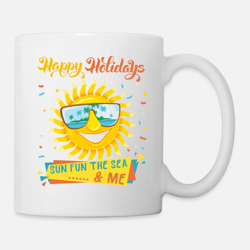Vacances à la mer, vacances, soleil qui rit, dire - Mug blanc - blanc
