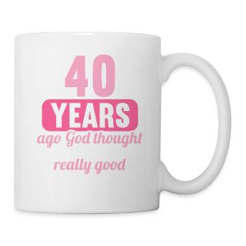 40 years ago God thought good 40 birthday - Mug - white - Right