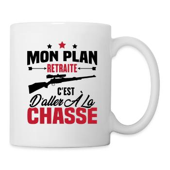 Mon plan retraite c'est d'aller à la chasse - Mug blanc - blanc - Droite