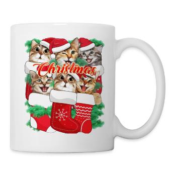 Süße Katze Gesichtsausdrücke - Weihnachtskatze - Tasse - Weiß - Rechts