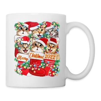 Mignon chat de Noël Design, Drôle de chat Noël - Mug blanc - blanc - Droite