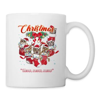 Drôle de chat Face Xmas Design, Joyeux chat de Noël - Mug blanc - blanc - Droite