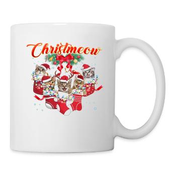 Joyeux Noël 2022 Cute Cat Faces Noël - Mug blanc - blanc - Droite