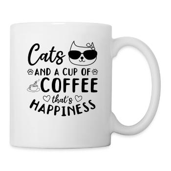 Cats And A Cup Of Coffee That s Happiness - Cat - Tasse - Weiß - Rechts
