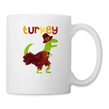 Dinosaure Thanksgiving Turquie Saurus Rex Pilgrim - Mug blanc - blanc - Droite