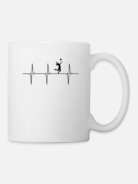 Battements de cœur ECG de volleyball - Mug blanc - blanc