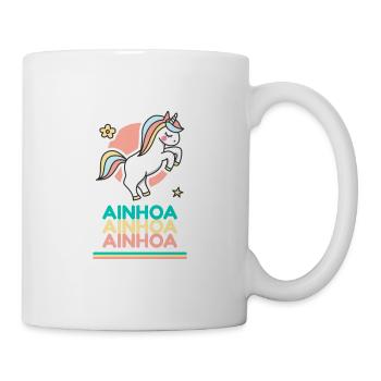 Ainhoa Vorname Namensgeschenk Süßes Einhorn - Tasse - Weiß - Rechts