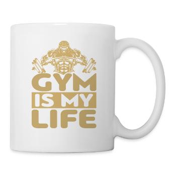 GYM Is My Life Awesome Cool T-Shirt Present Gift - Mug - white - Right