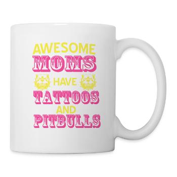 Super MOMS Have Tattoos & Pitbulls T-Shirt - Mug blanc - blanc - Droite