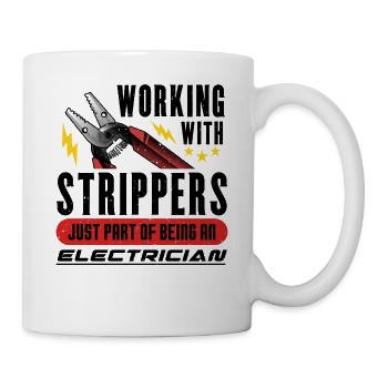 Travailler avec Strippersg Electrician - Mug blanc - blanc - Droite