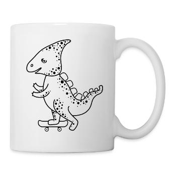 Cool skater dinosaur on his skateboard. - Mug - white - Right