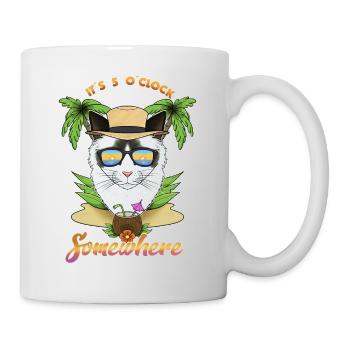 It Is 5 OClock Somewhere Drinking Ragdoll Cat - Mug - white - Right