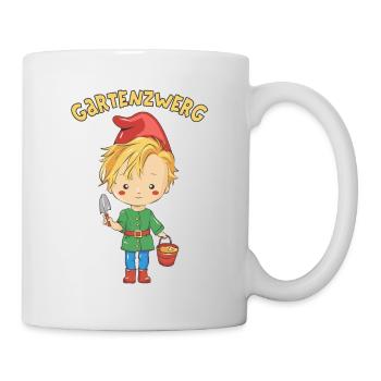 Gartenzwerg Garten Gärtner Junge Gartenhelfer - Tasse - Weiß - Rechts
