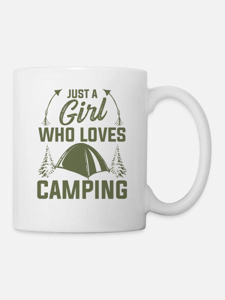 mädchen liebt camping - Tasse - Weiß