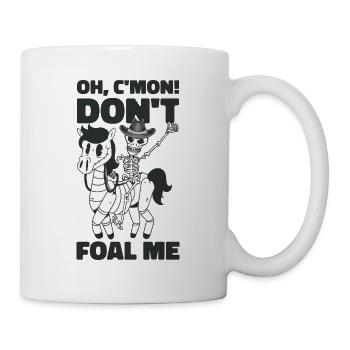 Halloween Cowboy Skelett Fohlen Reiten - Tasse - Weiß - Rechts
