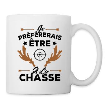Je préférerais être à la chasse, Cadeau Chasseur - Mug blanc - blanc - Droite