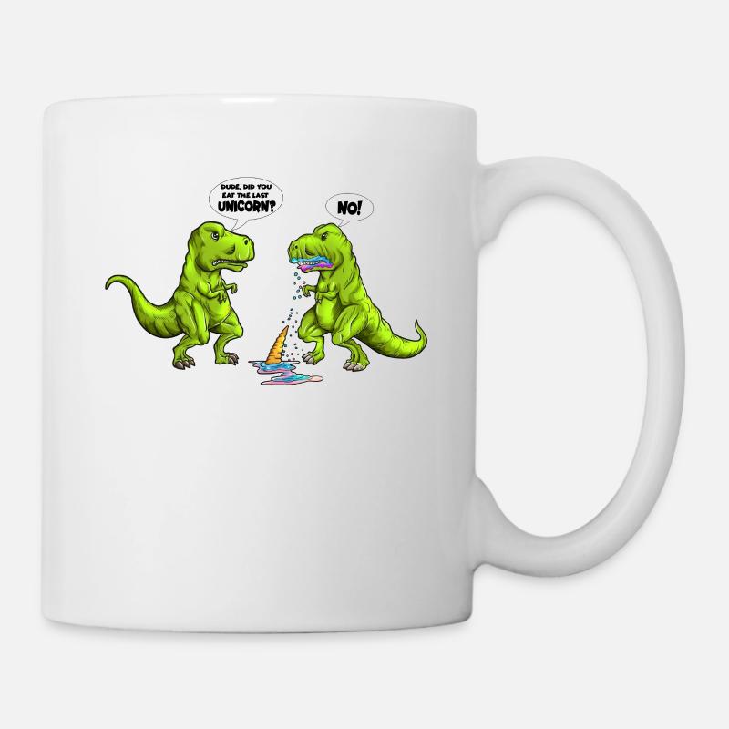 Dinosaurier isst das letzte Einhorn Spaß Witzig - Tasse - Weiß
