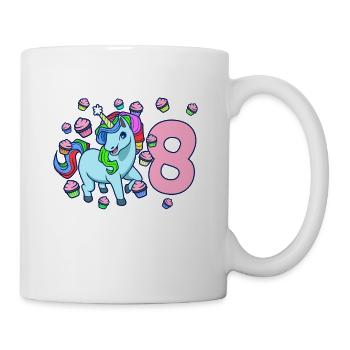 With Unicorn - Girl's Birthday 8 years - Mug - white - Right