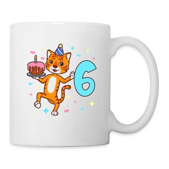 Mit Tiger - Jungen Geburtstag 6 Jahre - Tasse - Weiß - Rechts