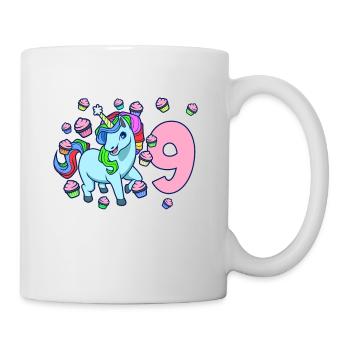 Mit Einhorn - Mädchen Geburtstag 9 Jahre - Tasse - Weiß - Rechts
