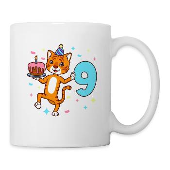 Mit Tiger - Jungen Geburtstag 9 Jahre - Tasse - Weiß - Rechts