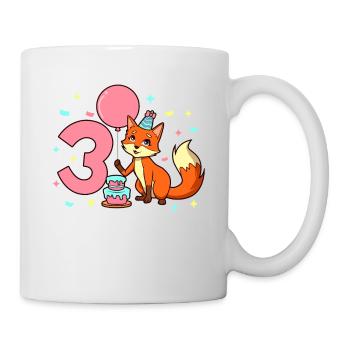 Mit Fuchs - Mädchen Geburtstag 3 Jahre - Tasse - Weiß - Rechts