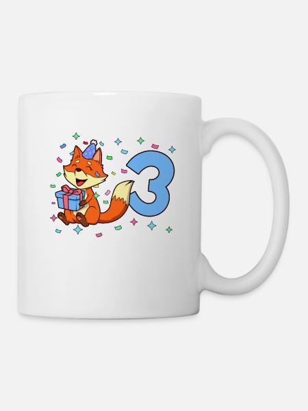 Mit Fuchs - Jungen Geburtstag 3 Jahre - Tasse - Weiß
