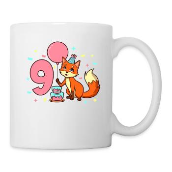 Mit Fuchs - Mädchen Geburtstag 9 Jahre - Tasse - Weiß - Rechts