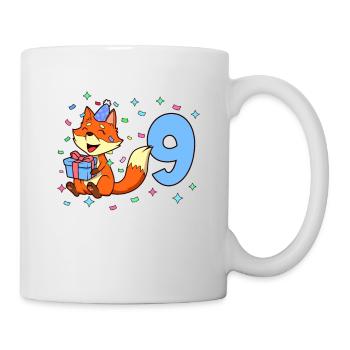 Avec renard - anniversaire de garçon 9 ans - Mug blanc - blanc - Droite