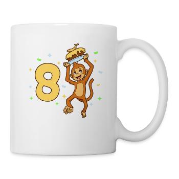 With monkey - children's birthday 8 years - Mug - white - Right