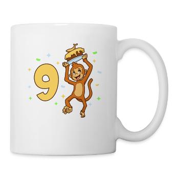 Mit Affe - Kinder Geburtstag 9 Jahre - Tasse - Weiß - Rechts