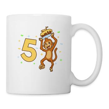 With monkey - children's birthday 5 years - Mug - white - Right