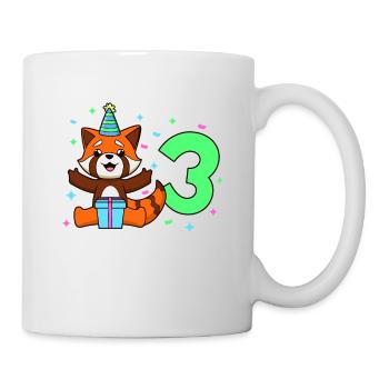 Mit Roter Panda - Kinder Geburtstag 3 Jahre - Tasse - Weiß - Rechts