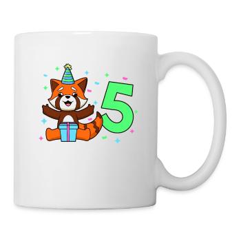 Mit Roter Panda - Kinder Geburtstag 5 Jahre - Tasse - Weiß - Rechts
