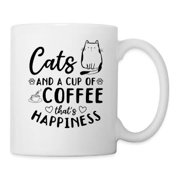 Katzen und eine Tasse Kaffee - Katzenbesitzerin - Tasse - Weiß - Rechts