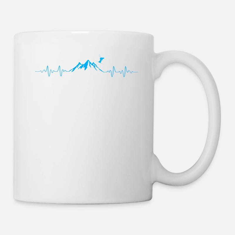 Skiing Ski Heartbeat - Mug - white