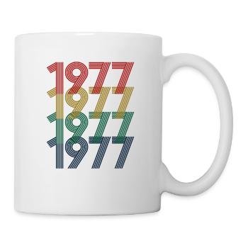 Cool Retro 1977, 45 Jahre alt, Geschenk zum 45. Geburtstag - Tasse - Weiß - Rechts