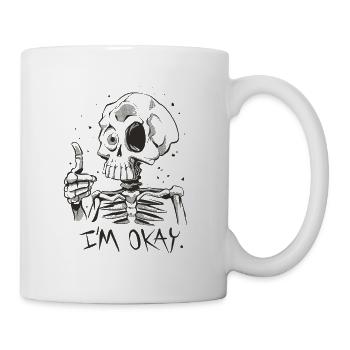 Drôle de squelette Pouce levé Je vais bien Os - Mug blanc - blanc - Droite