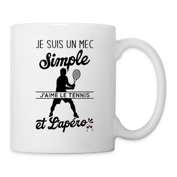 Je suis un mec simple j'aime le tennis l'apéro - Mug blanc - blanc - Droite