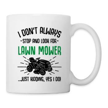 Lustige Rasenmäher Rasen mähen Rasenpfleger - Tasse - Weiß - Rechts