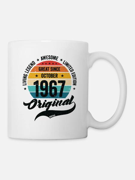 Rétro 55 ans Octobre 1967 Anniversaire Vintage - Mug blanc - blanc