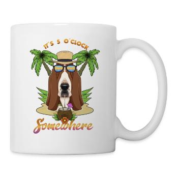 It Is 5 OClock Somewhere Drinking Basset Hound - Tasse - Weiß - Rechts