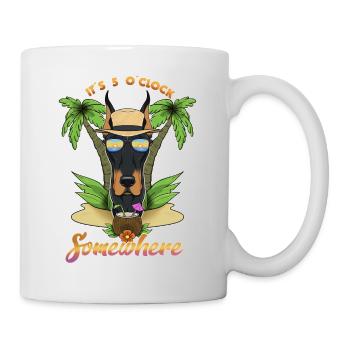Il est 5 oclock quelque part en buvant Doberman - Mug blanc - blanc - Droite