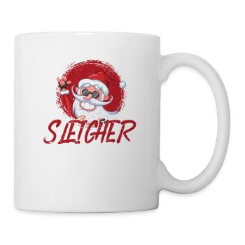 Schlitten Weihnachtsmann Lustig Frohe Weihnachten - Tasse - Weiß - Rechts