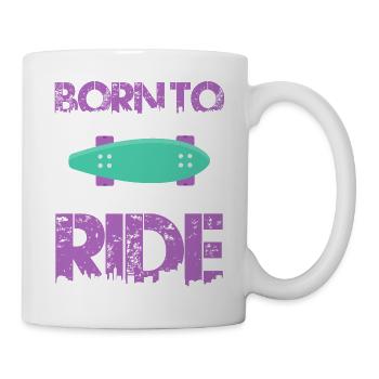 born to ride skateboard skate rider - Mug - white - Right