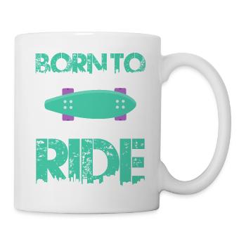 born to ride skateboard skate rider - Mug - white - Right