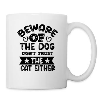 Beware of the dog cat is also shady - Mug - white - Right
