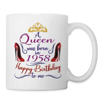 Une reine est née en 1958 - anniversaire de 64 ans - Mug blanc - blanc - Droite